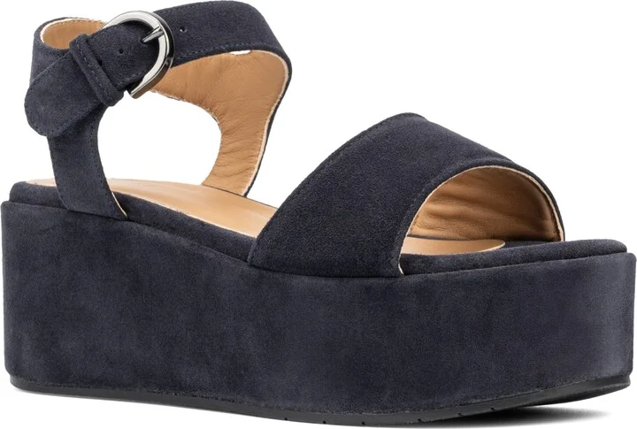 Dinah Water Repellent Ankle Strap Platform Wedge Sandal
