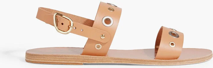 Dinami eyelet-embellished leather slingback sandals