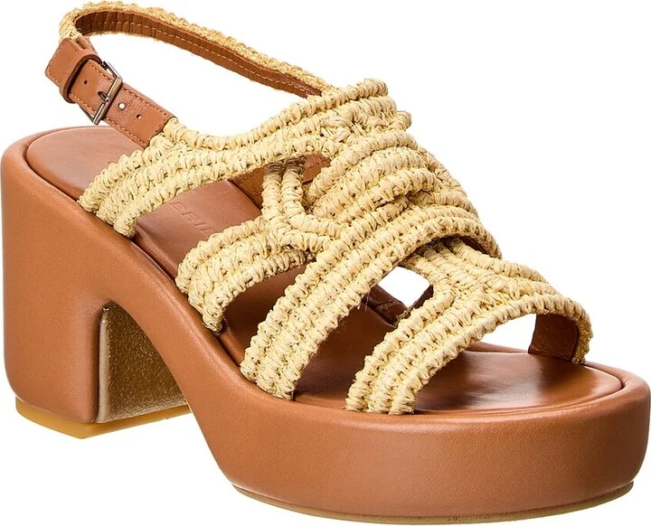 Dinel Raffia & Leather Platform Sandal