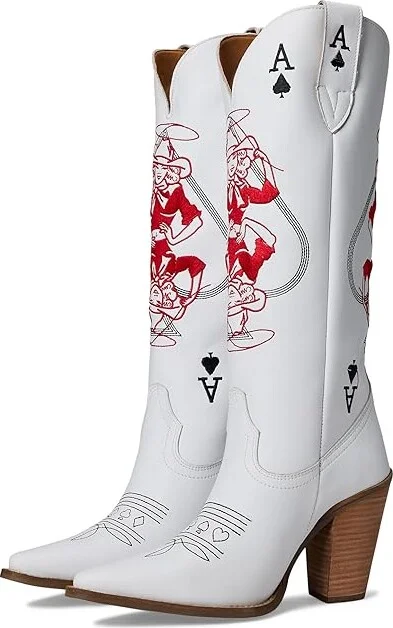 Dingo Ace Of Spades Cowboy Women's Boots White : 8.5 B - Medium, Leather