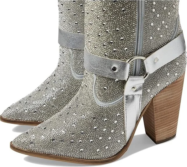 Dingo Crown Jewel Leather Bootie Women's Shoes Silver : 6 B - Medium - Image 6