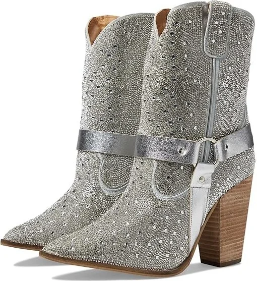 Dingo Crown Jewel Leather Bootie Women's Shoes Silver : 6 B - Medium