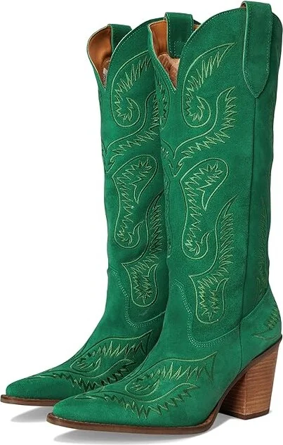 Dingo Evita Cowboy Women's Boots Green : 8.5 B - Medium, Leather/Suede