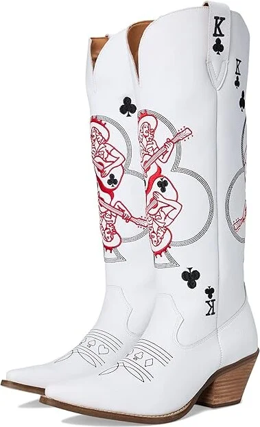 Dingo King Of Clubs Cowboy Women's Boots White : 9.5 B - Medium, Leather