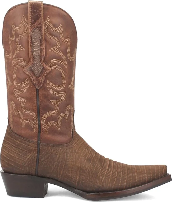 Dingo Mens Duke Embroidered Lizard Print Snip Toe Pull On Casual Boots Knee High - Brown - Size 9.5 M