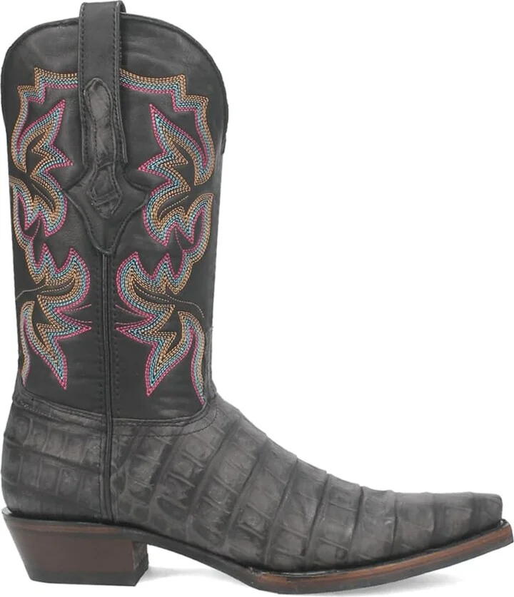 Dingo Mens Gator Embroidered Alligator Print Snip Toe Casual Boots Mid Calf - Black - Size 8.5 W