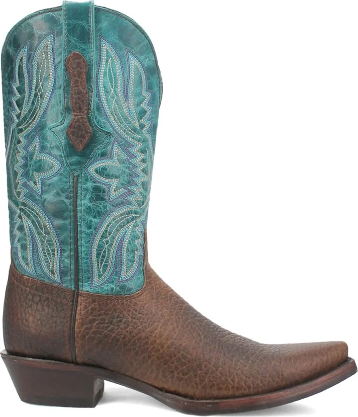 Dingo Mens Rio Lobo Embroidered Snip Toe Casual Boots Mid Calf - Blue