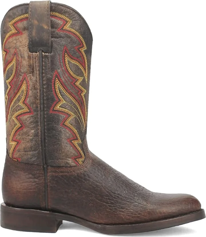 Dingo Mens Young Gun Embroidered Round Toe Casual Boots Mid Calf - Brown - Size 13 M