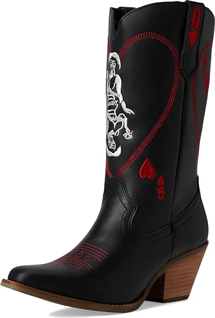 Dingo Queen A Hearts Women's Boots Black : 8 B - Medium, Leather - Image 5
