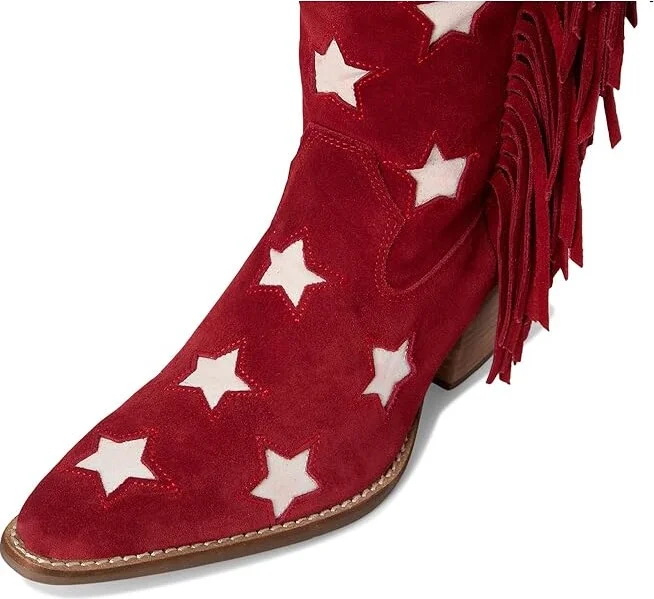 Dingo Super Star Cowboy Women's Boots Red : 7 B - Medium, Suede - Image 2