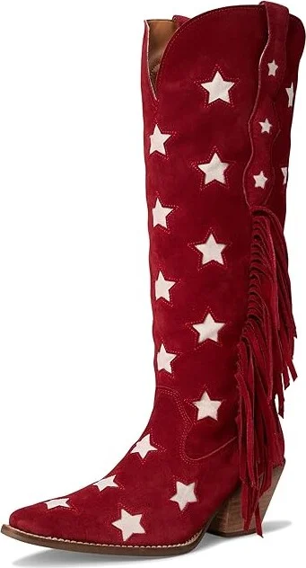 Dingo Super Star Cowboy Women's Boots Red : 7 B - Medium, Suede - Image 5