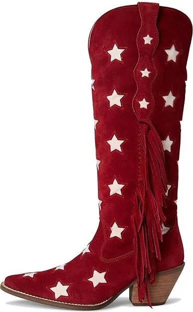 Dingo Super Star Cowboy Women's Boots Red : 7 B - Medium, Suede - Image 6