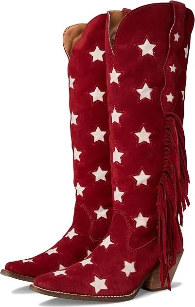 Dingo Super Star Cowboy Women's Boots Red : 7 B - Medium, Suede