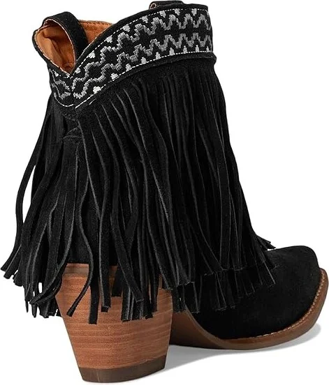 Dingo Tapadero Suede Bootie Cowboy Women's Boots Black : 6 B - Medium - Image 4