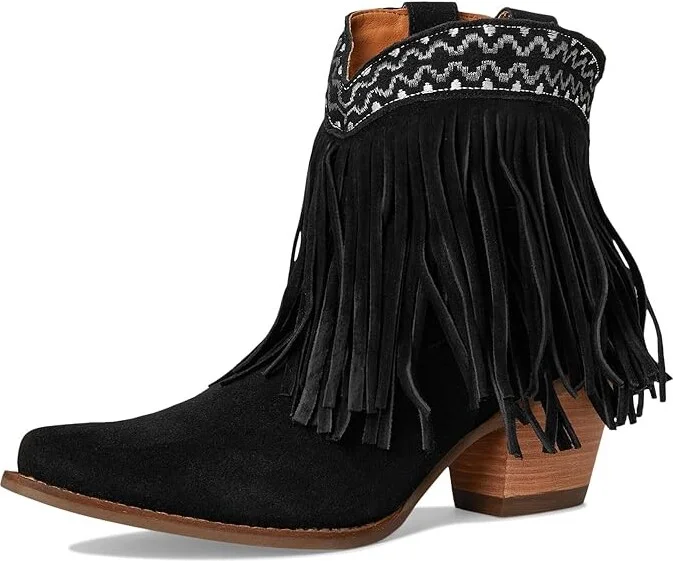 Dingo Tapadero Suede Bootie Cowboy Women's Boots Black : 6 B - Medium - Image 5