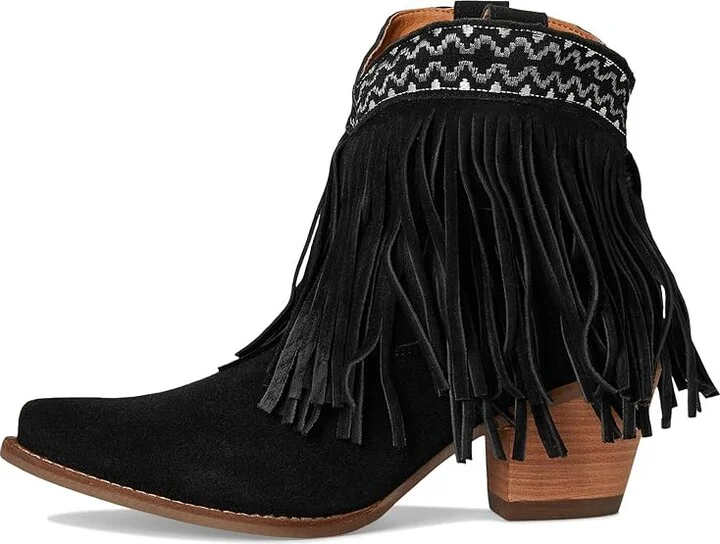 Dingo Tapadero Suede Bootie Cowboy Women's Boots Black : 6 B - Medium - Image 6