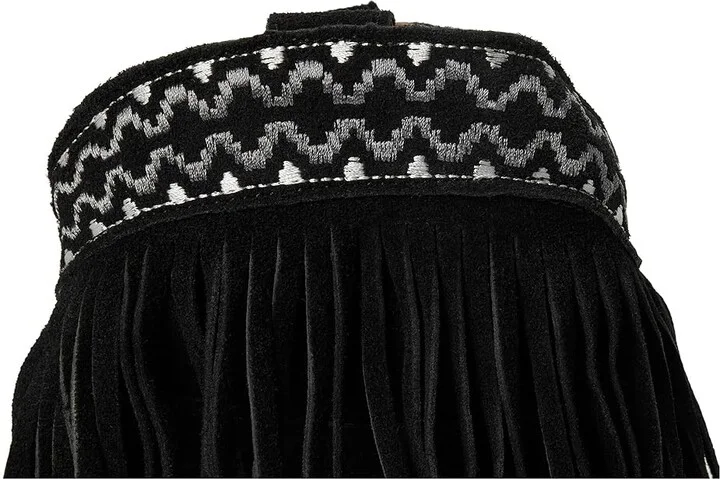 Dingo Tapadero Suede Bootie Cowboy Women's Boots Black : 6 B - Medium - Image 7