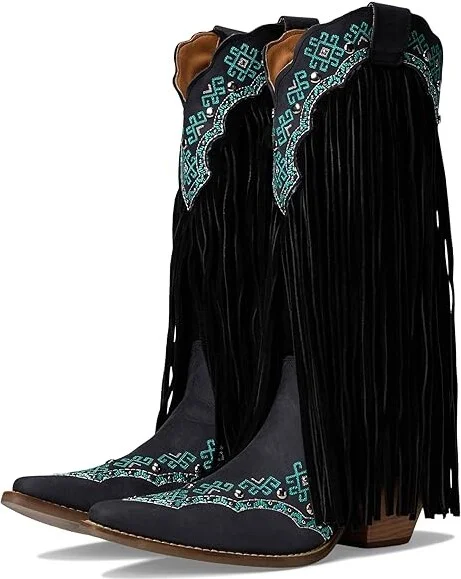 Dingo Tequila Sunrise Suede Women's Boots Cowboy Women's Boots Black : 8.5 B - Medium, Leather