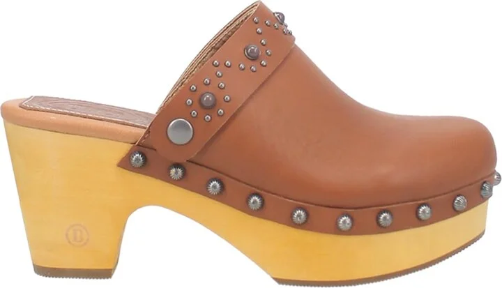 Dingo Womens Deadwood Studded Mule Clogs Casual - Brown - Size 7 M