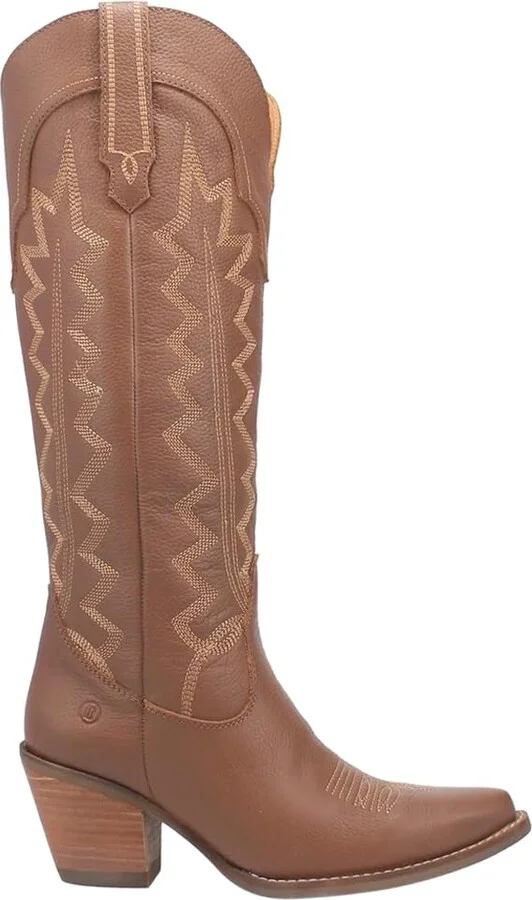 Dingo Womens High Cotton Snip Toe Casual Boots Knee High Mid Heel 2-3" - Brown - Size 10 M