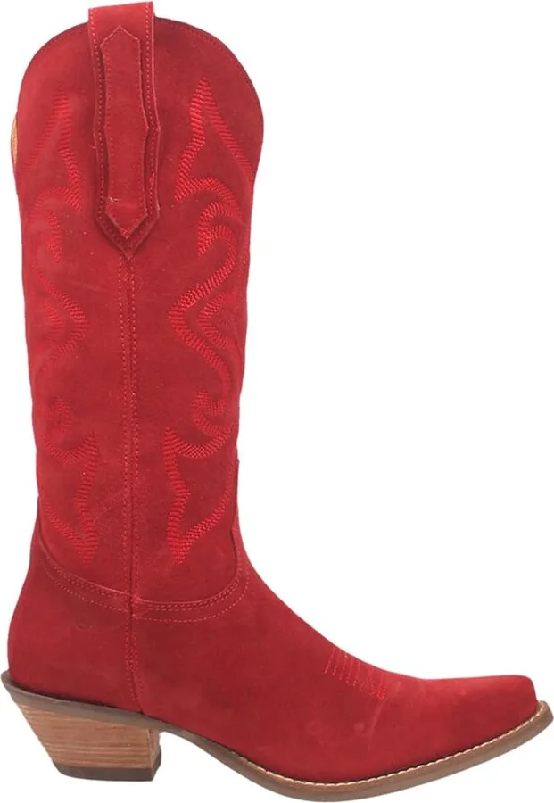 Dingo Womens Out West Embroidered Snip Toe Casual Boots Mid Calf Mid Heel 2-3" - Red - Size 8.5 M