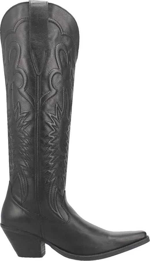 Dingo Womens Raisin Kane Embroidered Snip Toe Casual Boots Over the Knee Mid Heel 2-3" - Black - Size 6.5 M