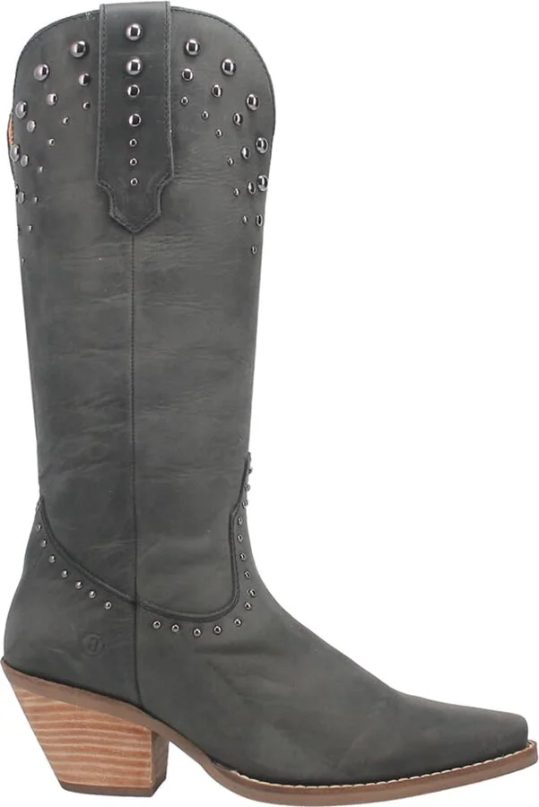 Dingo Womens Talkin' Rodeo Studded Snip Toe Casual Boots Mid Calf Mid Heel 2-3" - Black - Size 11 M