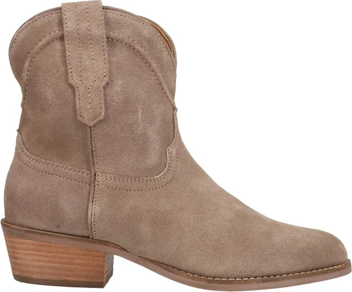 Dingo Womens Tumbleweed Roper Round Toe Casual Boots Ankle Low Heel 1-2" - Brown - Size 8 M