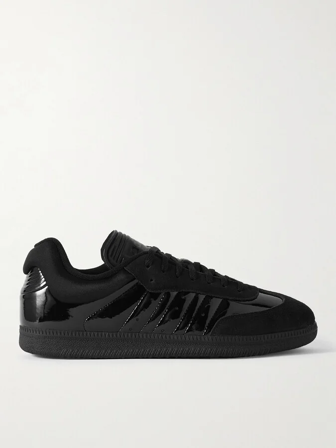 + Dingyun Zhang Samba Mesh-Trimmed Suede and Patent-Leather Sneakers