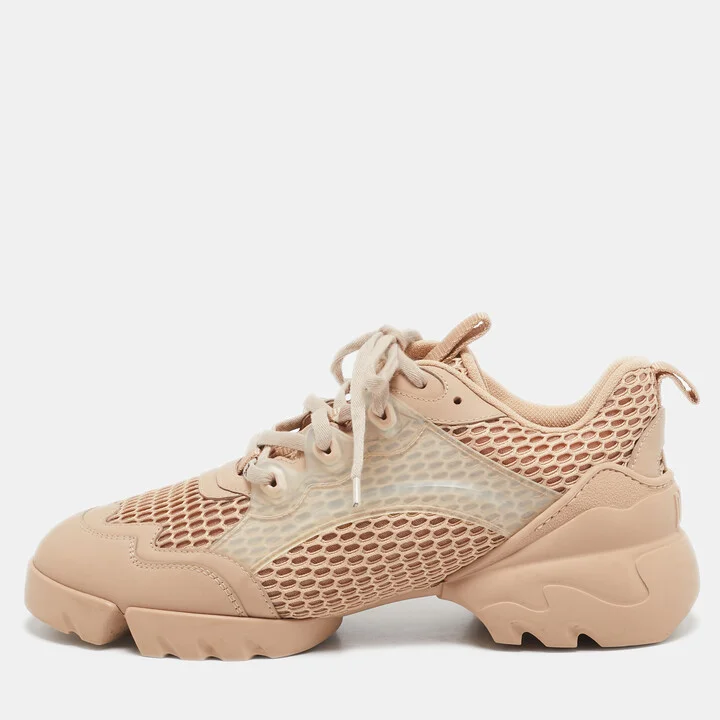 Dior Beige Mesh and Leather D-Connect Sneakers Size 40