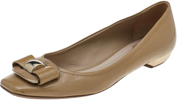 Dior Beige Patent Leather Ballet Flats Size 40
