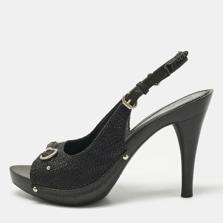 Dior Black Coated Fabric My Dior Clog Ankle Strap Sandals Size 39.5