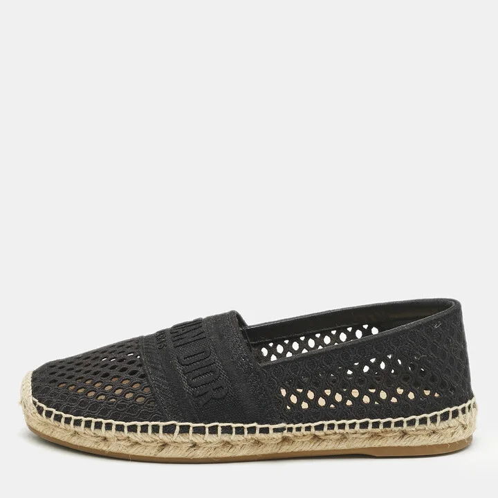Dior Black Fabric Granville Espadrille Flats Size 36.5