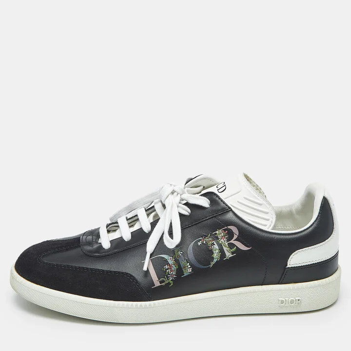 Dior Black Leather And Suede D Bee Low Top Sneakers Size 37