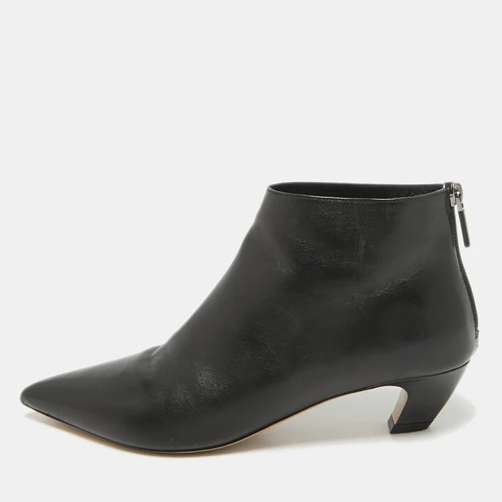 Dior Black Leather Ankle Length Boots Size 38
