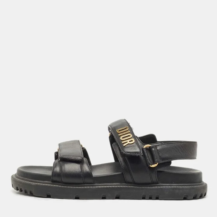 Dior Black Leather DiorAct Slingback Sandals Size 38