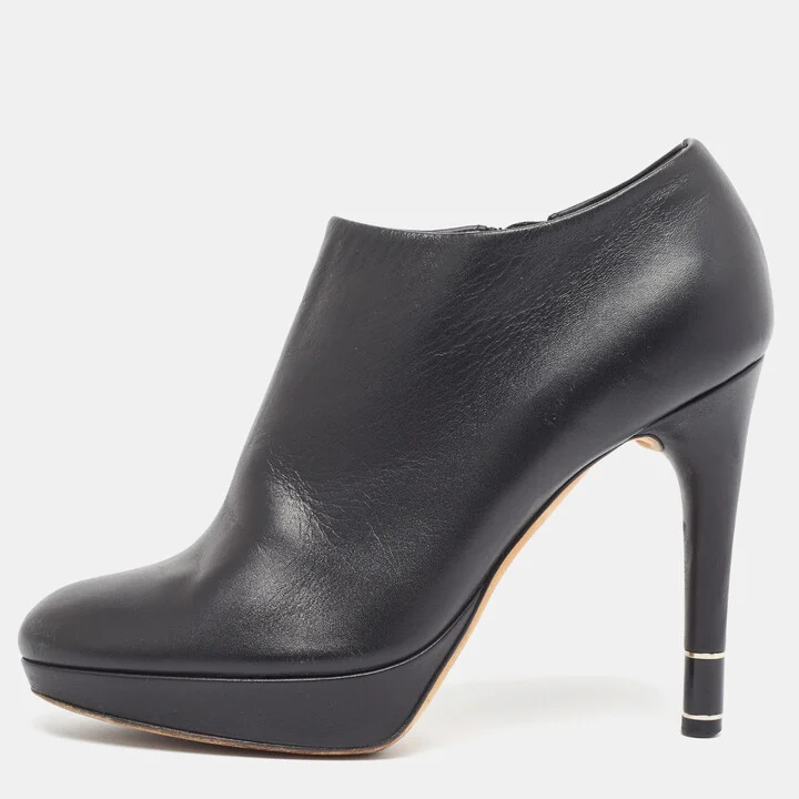 Dior Black Leather Platform Ankle Booties Size 37