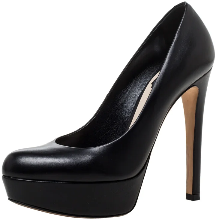 Dior Black Leather Platform Pumps Size 36
