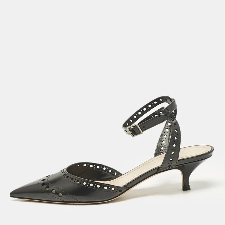 Dior Black Leather Pointed Toe Slingback Pumps Size 37