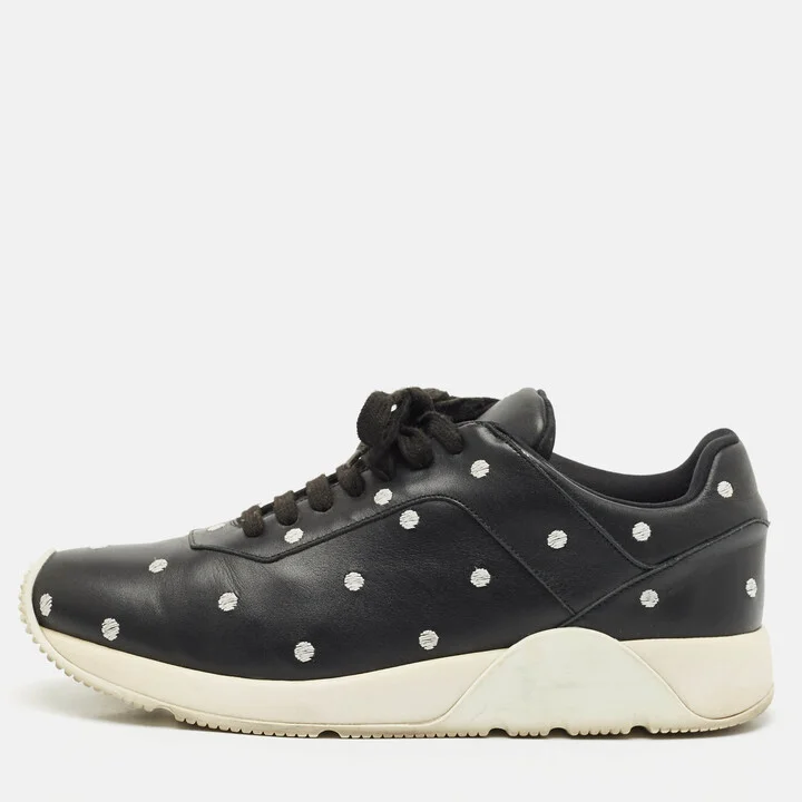 Dior Black Leather Polka Dot Low Top Sneakers Size 42