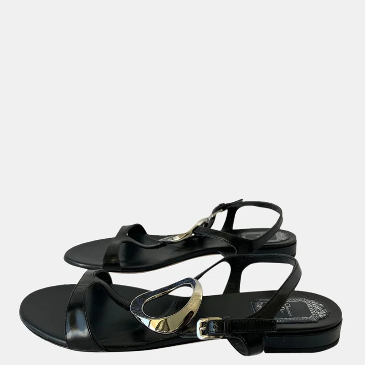 Dior Black Leather Python Sandals EU 39