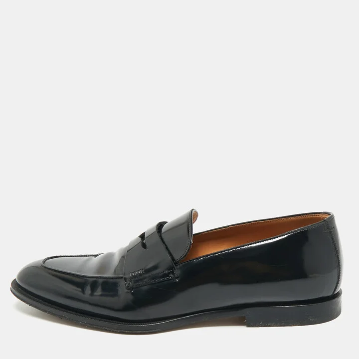 Dior Black Patent Leather Penny Loafers Size 41.5