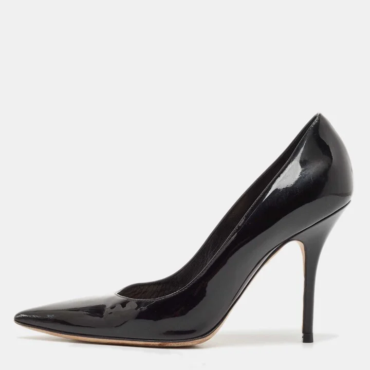 Dior Black Patent Leather Pointed Toe Pumps Size 37.5