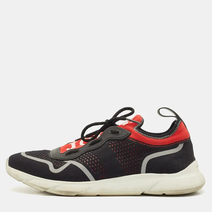 Dior Black/Red Knit Fabric and Neoprene B21 Sneakers Size 42