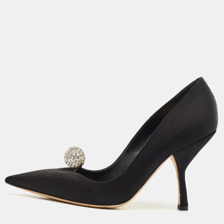 Dior Black Satin Comete Pointed Toe Pumps Size 39