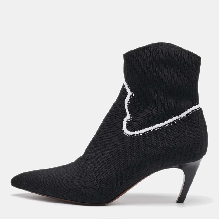 Dior Black Stretch Knit Cowboy Sock Ankle Length Boots Size 37