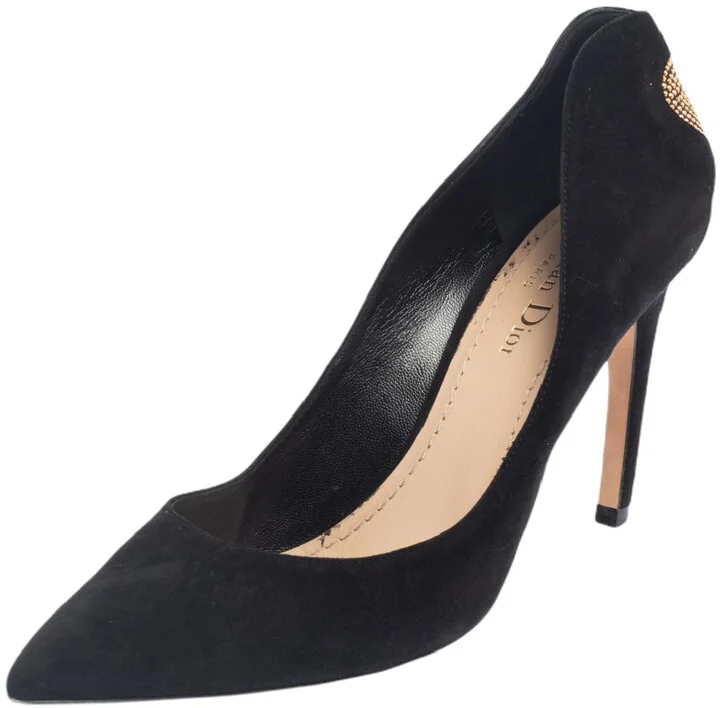 Dior Black Suede Heart Studded Amour Pumps Size 39
