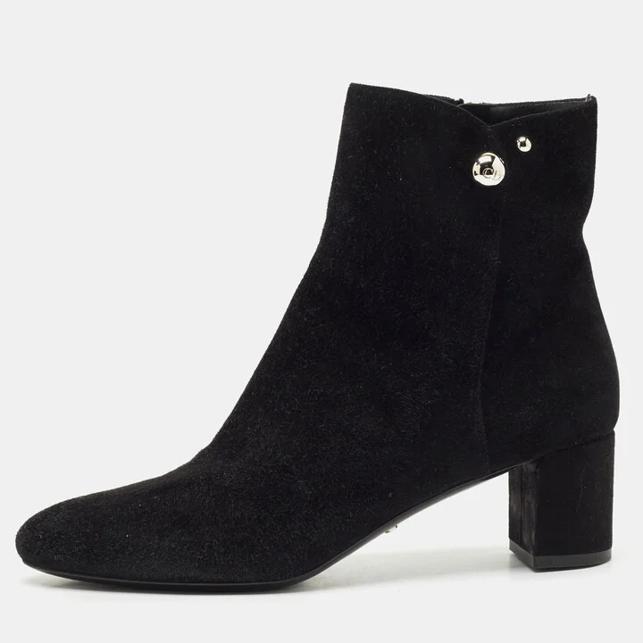Dior Black Suede Zipped Ankle Length Boots Size 40