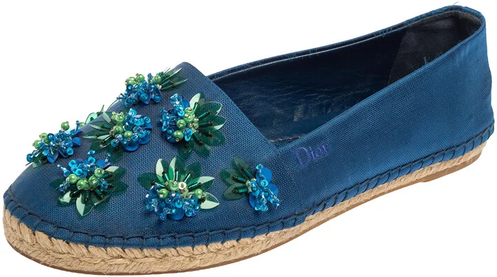Dior Blue Mesh Espadrille Slip On Ballet Flats Size 39
