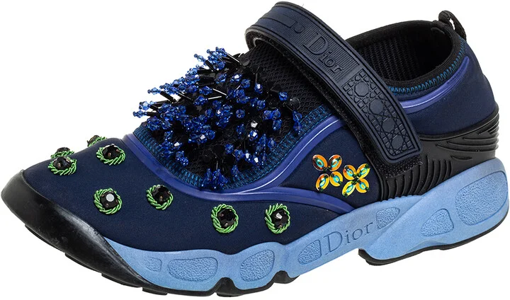 Dior Blue Nylon And Mesh Fusion Low Top Sneakers Size 36